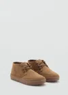 Mango Lace-up Leather Shoes Sand In Sand