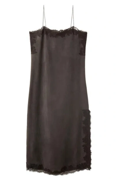 Mango Lace-trimmed Camisole Dress In Brown