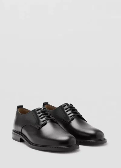 Mango Lace-up Leather Shoes In Black