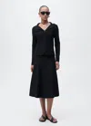 Mango Lapel Collar Knitted Jacket Black In Black