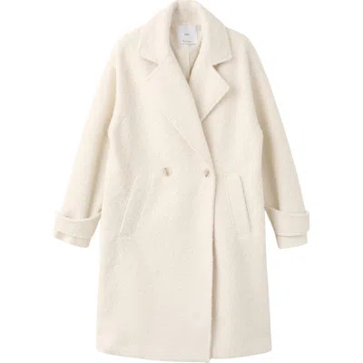 Mango Lapels Bouclé Coat In Neutral