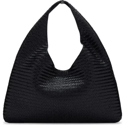 Mango Large Braided Leather Shoulder Bag