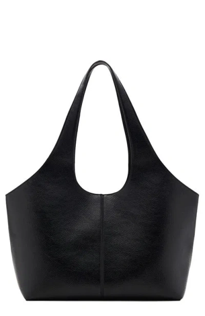 Mango Large Faux Leather Shopper Tote In Black