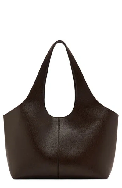 Mango Large Faux Leather Shopper Tote In Brown