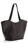 Mango Large Leather Shoulder Bag In Brown
