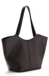 Mango Large Leather Shoulder Bag In Brown