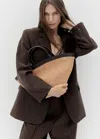 Mango Grand Sac Double Anse Fibre Naturelle Chocolat - Femme - Taille Unique -