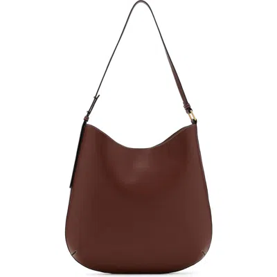 Mango Large Oval Faux Leather Shoulder Bag In Brown