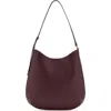 Mango Large Oval Faux Leather Shoulder Bag In Burgundy