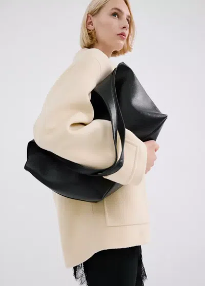 Mango Large Shopper Bag In Black