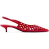 Mango Laser Cut Pointed Toe Slingback Pump In Red