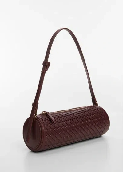 Mango Braided Cylindrical Bag Burgundy In Bordeaux