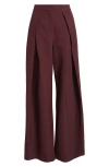 Mango Laura Pleated Wide Leg Pants In Burgundy