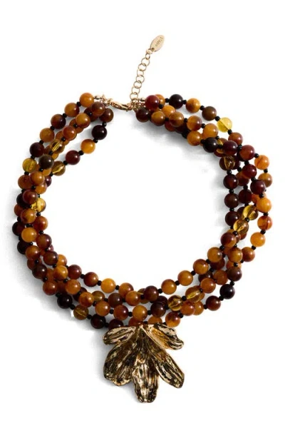 Mango Layered Bead Necklace In Gold