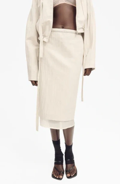 Mango Layered Cotton & Linen Midi Skirt