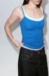 Mango Combination Top With Thin Straps In Blue