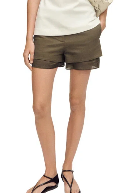 Mango Layered Effect Cotton Blend Shorts