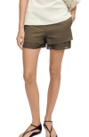 Mango Layered Effect Cotton Blend Shorts In Green