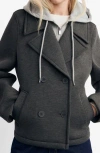 Mango Combined Hooded Jacket Medium Heather Grey In Gray