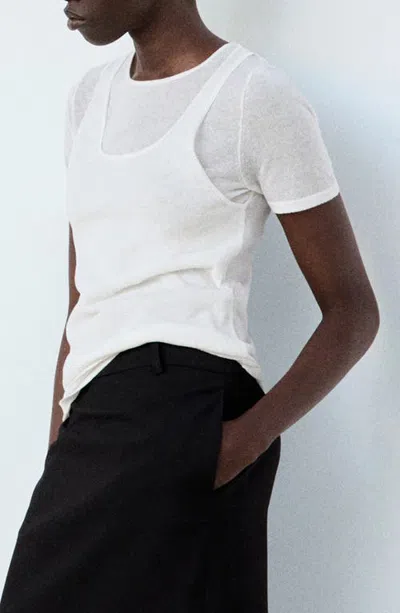 Mango Layered Knit Sweater In White