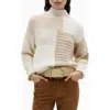 Mango Layered Rib Zip Sweater In Ecru