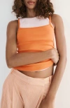 Mango Combination Top With Thin Straps In Orange