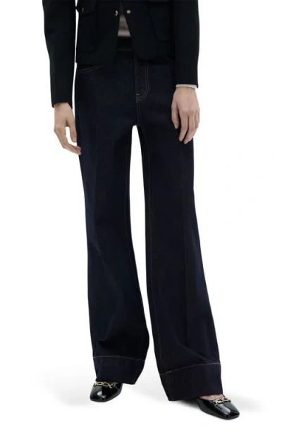 Mango Layla Mid Rise Wide Leg Jeans In Open Blue
