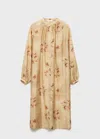 Mango Caftan Imprimé Feuilles Sable - Femme - S -  In Brown