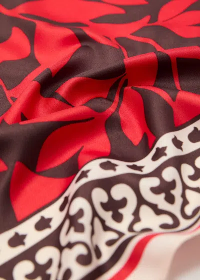 Mango Foulard Imprimé Feuilles Rouge - Femme - Taille Unique -