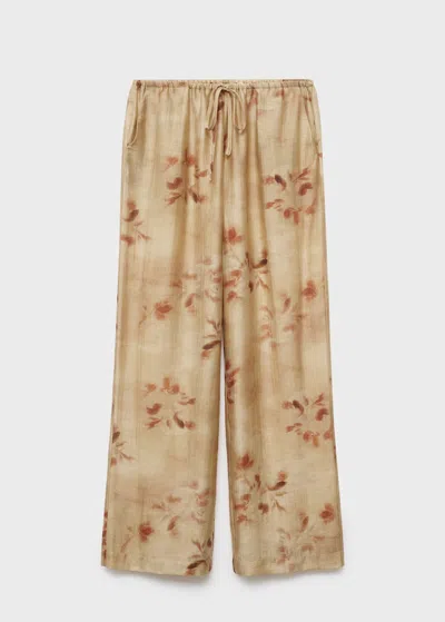 Mango Pantalon Imprimé À Motif Feuilles Sable - Femme - M -  In Brown