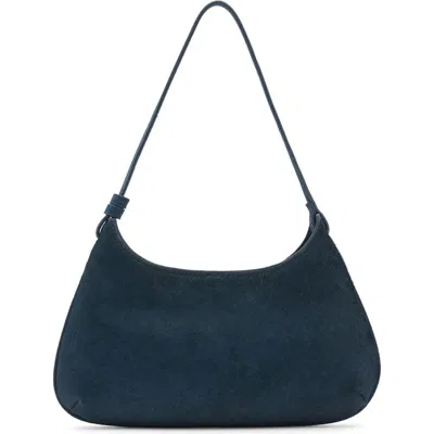 Mango Leather & Genuine Calf Hair Shoulder Bag In Blue