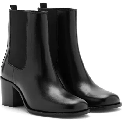 Mango Leather Ankle Boot In Black