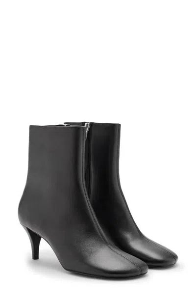 Mango Leather Ankle Bootie In Black