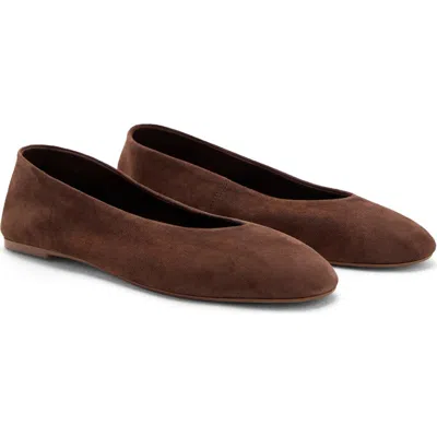 Mango Leather Ballet Flat In Chocolate