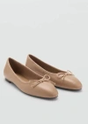 Mango Leather Ballet Flats Medium Brown In Medium Brown