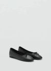 MANGO LEATHER BALLET FLATS WITH BOW BLACK