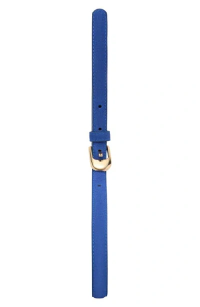 Mango Leather Belt In Blue