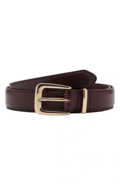 Mango Leather Belt In Burgundy