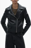 Mango Leather Biker Jacket In Black
