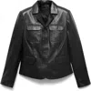 Mango Leather Blazer In Black