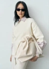 Mango Leather-blend Shopper Bag Ecru In Ecru