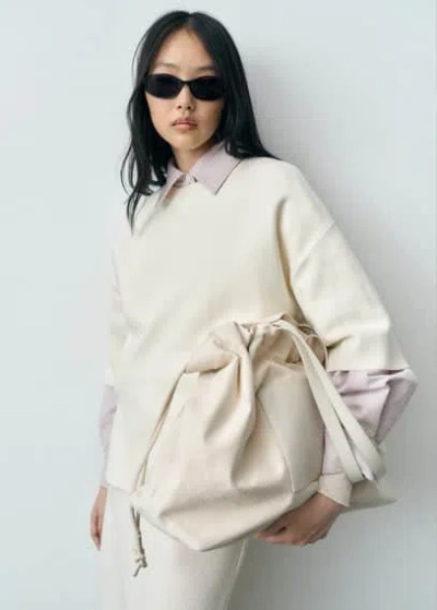Mango Leather-blend Shopper Bag Ecru
