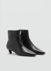 Mango Leather Boots With Kitten Heels Black In Black