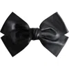 Mango Leather Bow Barrette In Black