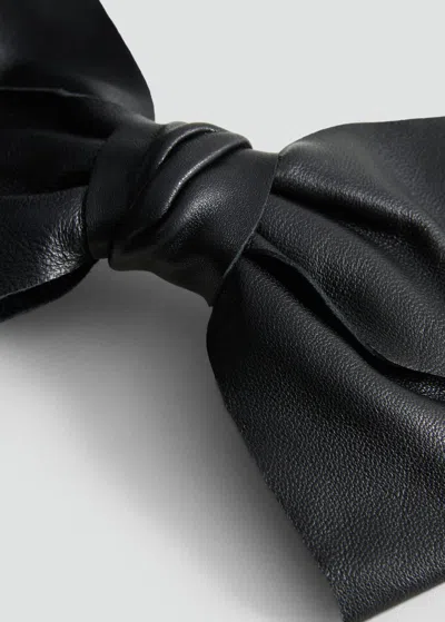 Mango Leather Bow Hair Clip Black