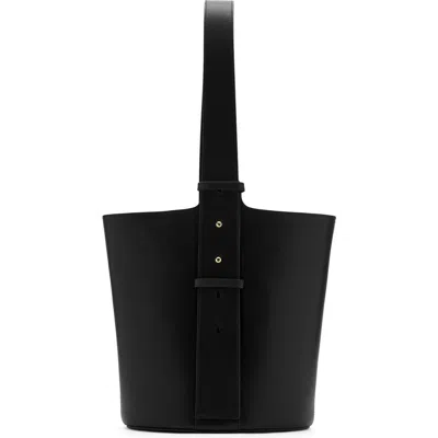 Mango Leather Bucket Bag In Black