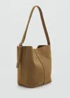 Mango Ribbed Short T-shirt In Brown