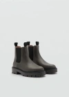 Mango Leather Chelsea Ankle Boots Grey In Grey