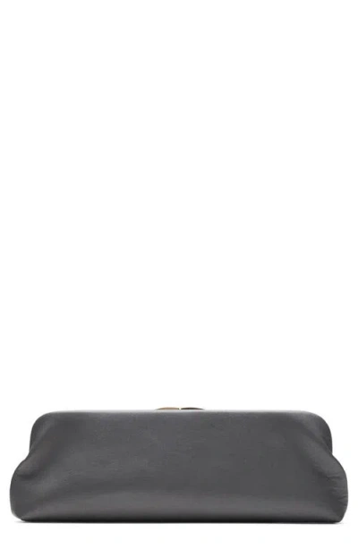 Mango Leather Clutch In Gray
