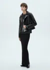Mango Leather-effect Biker Jacket Black